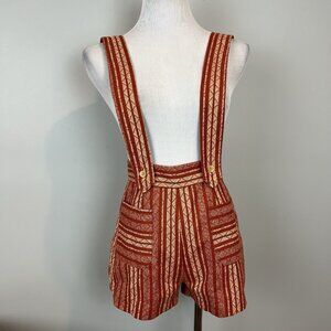 Vintage Suspender Shorts Striped Red Women's Size Small Garland Mid Century